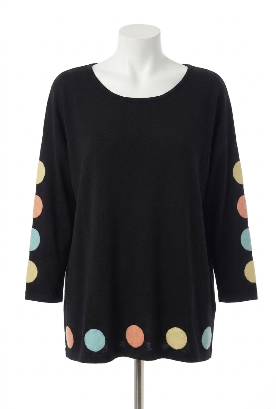 NEW ANGEL polkadot scoop top in black multi